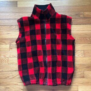 Black & Red Buffalo Plaid Fleece Vest